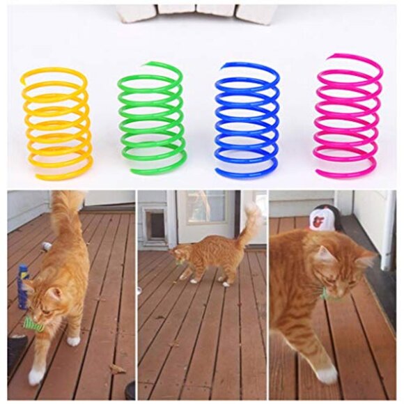 Interactive Cat Spiral Spring Toy Set Sturdy Plastic Hunting Playtime Fun - Picture 5 of 7